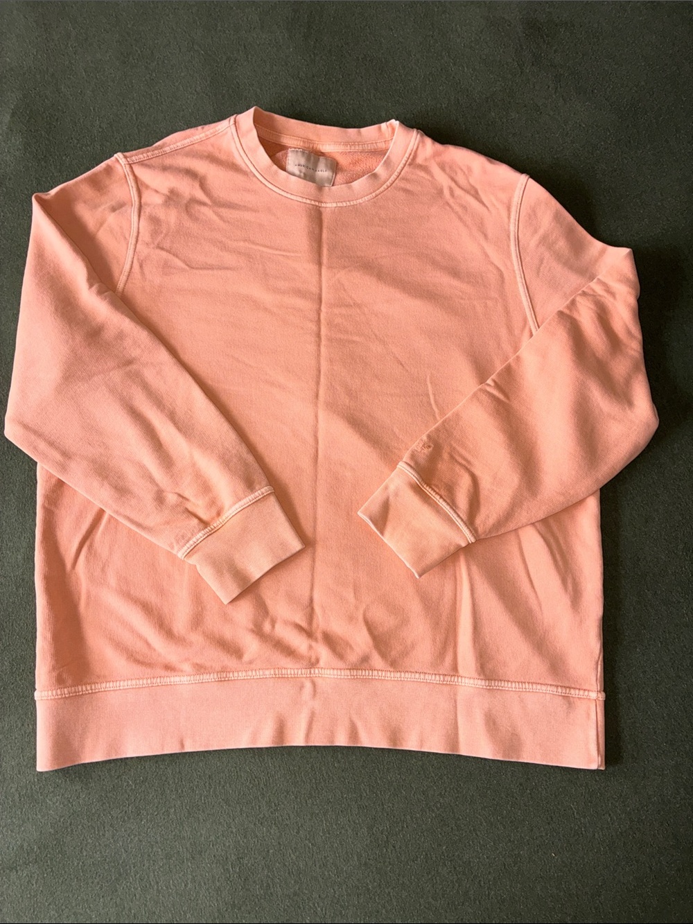 American Eagle Men's Lightweight Crewneck Sweater in Light Orange